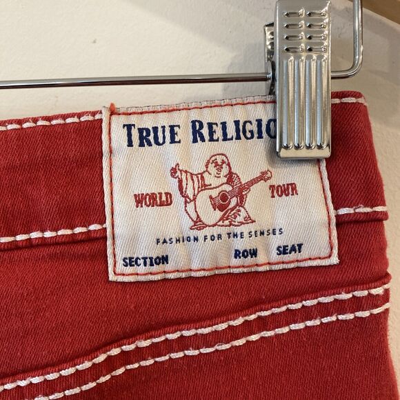 True Religion Jeans Red and White Stitch Vintage Red Size 29 RARE - Picture 6 of 16